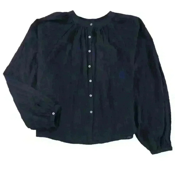 Free People Womens Navy Down From The Clouds Long Sleeve Blouse XS - Picture 2 of 12